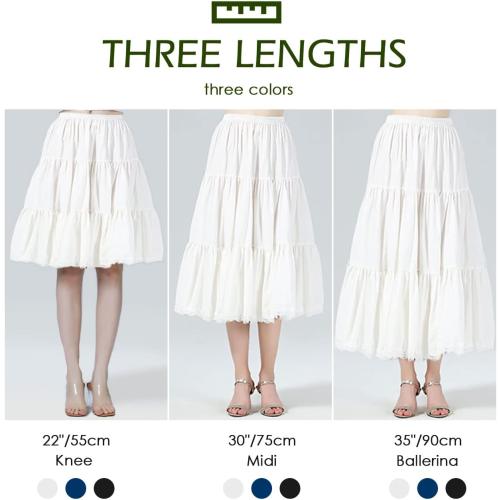 Size M BEAUTELICATE Women 100% Cotton Skirt 3 Tiered A-Line Retro Medieval Skirt