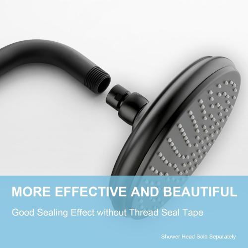 OFFO Shower Arm with Flange, 24 in Wall Mount Replacement Angle Shower Head Arm Wall-Mounted For Fixed Shower Head & Handheld Showerhead, Matte Black
