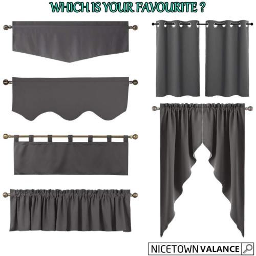 NICETOWN Cafe Short Curtains 24 Inch - Blackout Window Curtain Decorated Valance Tiers for Nursery/Half Window/Kitchen/Bathroom/Thanksgiving, Navy, 2 Pack, 29 Wide x 24 Length