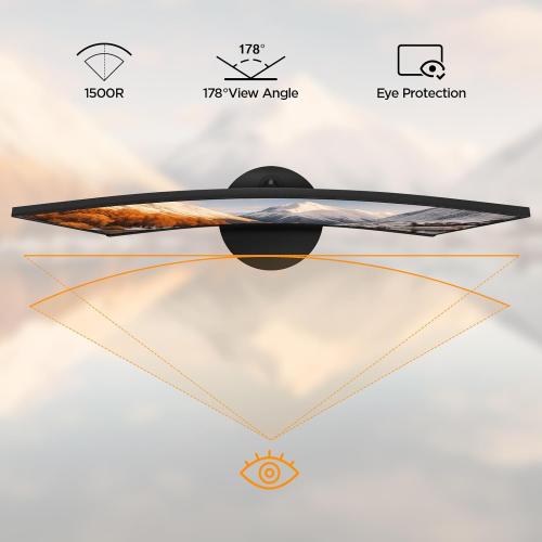 KOORUI 24 inch Curved Monitor, Full HD 1080P Curved Computer Monitor, 100Hz 1500R PC Screen, TÜV Rheinland Certified, HDMI VGA, Tilt Adjustment, LCD Display, Eye Care, Black 24N5CA