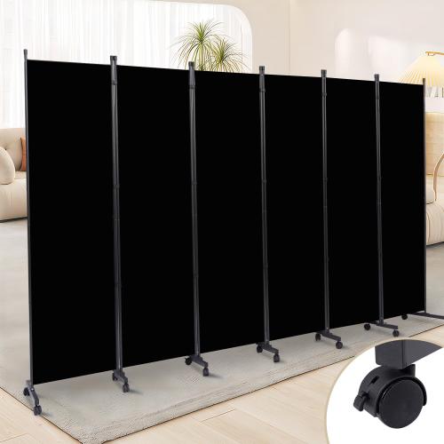 Room Divider Large 6 Panel Privacy Screen,Portable Room Partition on Wheels | Non-see Through & Thickened Fabric Panel,132''W x 71''H,Wide Wall Divider for Room Separation,Freestanding Indoor Separator