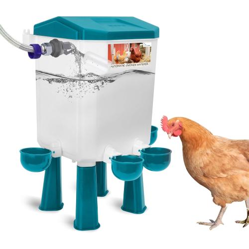 Lilyang Automatic Chicken Waterer 2 Gallon, Auto Water Refill | Auto Watering System with Float Valve, Connects Directly to 3/4 Faucet & Hose (No Fittings Required), No-Tools Assembly