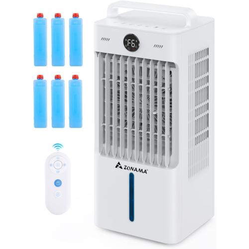 Windowless Portable Air Conditioners with Remote, 3-IN-1 Evaporative Air Cooler with Display, 2.64-Gal Tank for 10H Cooling, 3 Modes & 6 Speeds, 60° Oscillation, 12H Timer, Swamp Cooler for Indoors