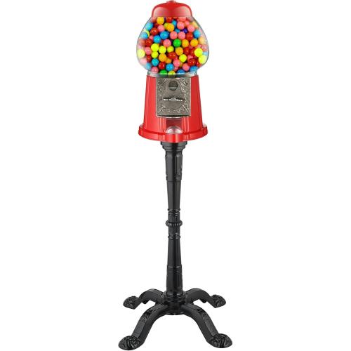 Great Northern Popcorn Company 6260 15 Vintage Candy Gumball Machine & Bank with Stand - Everyone Loves Gumballs!, red | Vintage Style Bubble Gum Machine with Glass Globe and Metal Base - Gum Ball or Candy Dispenser
