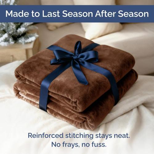 Ultra Soft Fleece Blanket Throw Size - Flannel Fleece Luxury Throw Blanket - Lightweight for Couch Bed Chair - Thick, Warm and Breathable - All Season Cozy Fuzzy, Anti-Static Microplush Bedding, Brown