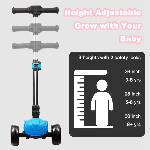 3 Wheel Electric Scooter for Kids Ages 3 , LCD Display, Colorful Lights, Reliable Thumb Throttle, 3 Adjustable Height, 5Mph Safe Speed and Long Range, Foldable Kids Electric Scooter