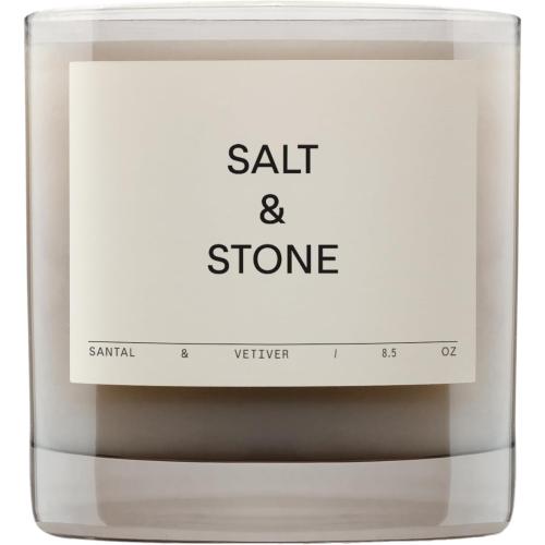 SALT & STONE Scented Candle for Women & Men | Hand-Poured, Aromatic & Fragrant | Coconut & Soy Blend Wax | 100% Cotton Wick | Long-Lasting 50 Hour Burn Time (8.5 oz) (Santal & Vetiver)