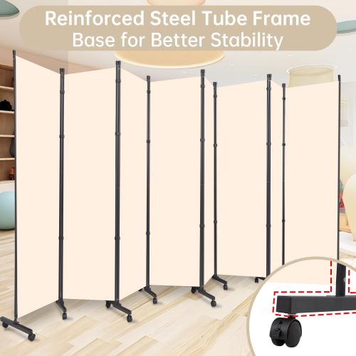 Room Divider 8 Panel Room Dividers/Wheels, Fabric Room Divider Panel for Office Room Partitions and Dividers, Portable Partition Wall Divider for Room Separation, Freestanding Privacy Screen Indoor