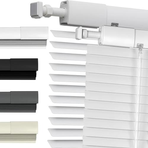 No Tools No Drill 1 Aluminium Mini Blinds,Cordless Venetian Blinds Light Filtering，Blackout，UV Protection，Horizontal Blinds and Shades for Window Door Size.White