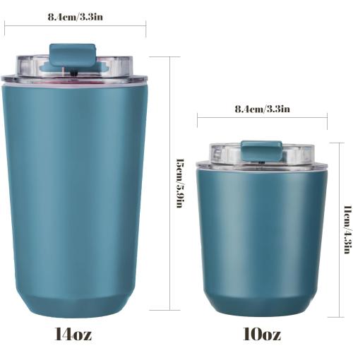 Puraville Insulated Tumblers with Lid, 14 oz Travel Coffee Mug Stainless Steel Vacuum Cup, Leak Proof Reusable Double Walled Coffee Tumbler for Iced and Hot Drinks, Peacock Blue