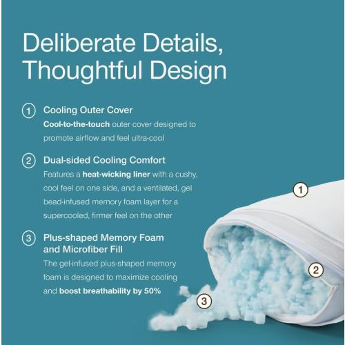 Coop Home Goods Cool  Adjustable Pillow, King Size Plus Shaped Memory Foam Pillows with Cooling Gel, Back, Neck Support, Stomach or Side Sleeper Pillow, CertiPUR-US/GREENGUARD Gold‼️missing item‼️