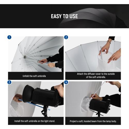 NEEWER 71/180cm Parabolic Reflective Umbrella Photography with White Inner, Soft Lighting with Diffuser Cover, Bag, Quick Fold for Camera Photo Studio Video Light Shooting Monolight Flash, NS4U