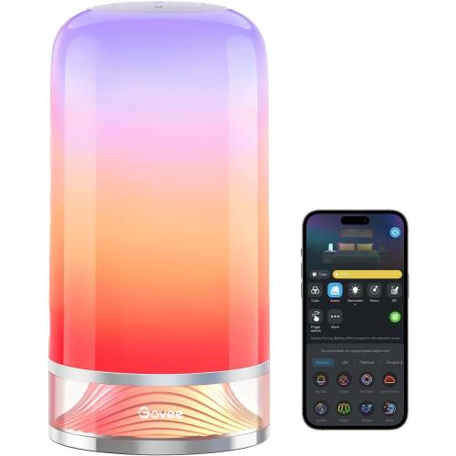 Govee RGBIC Smart Table Lamp 2, Touch Bedside Small Table Lamp Work with Matter, Alexa, LED Desk Lamp with 64 Scene Modes, Color Changing Lamp for Bedroom Living Room Dimmable Night Light(Corded)