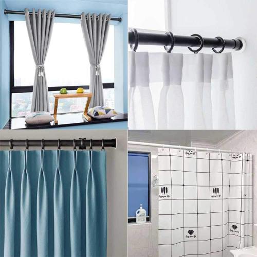 Room Divider Tension Curtain Rod For Windows 121 to 161 Inch,Extra Long Tension Rods Outdoor Curtain Rod, Adjustable Spring Window Tension Rod Pressure Extendable Curtain Rod,Black