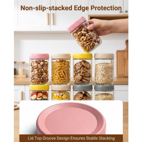 16oz 4Pack Glass Overnight Oats Jars Containers with Airtight Leakproof Lids, Reusable Mason Jars for Meal Prep, Yogurt Parfaits, Smoothies, Salads & Healthy Breakfasts (16 OZ-4-2)