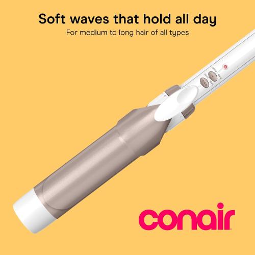 Conair Curling Iron, Double Ceramic, 1 1/2 Barrel, White/Rose Gold | Hair curler and hair waver for medium to long hair with 30 heat settings, built-in heat protection, a cool tip, and auto off