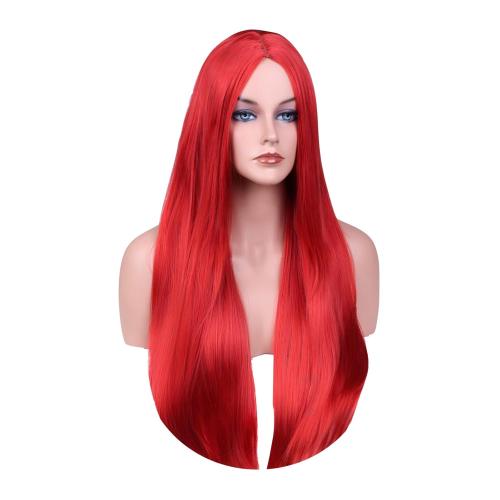 Womens/Ladies 75cm Red Color Long STRAIGHT Cosplay/Costume/Anime/Party/Bangs Full Sexy Wig (75cm Straight,Red)