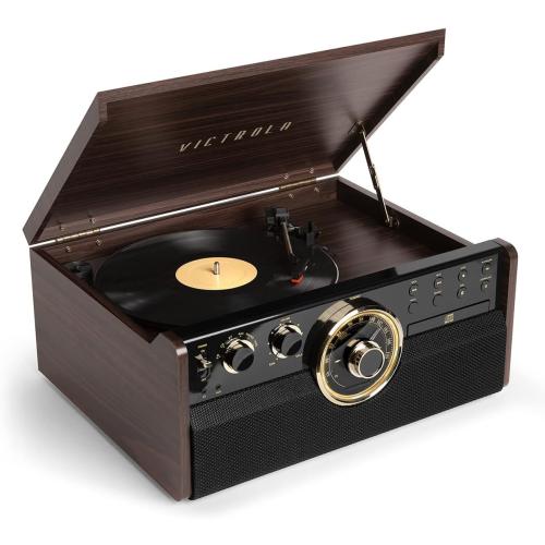 Victrola Empire Signature 7-in-1 Wood Mid Century Modern Bluetooth Record Player