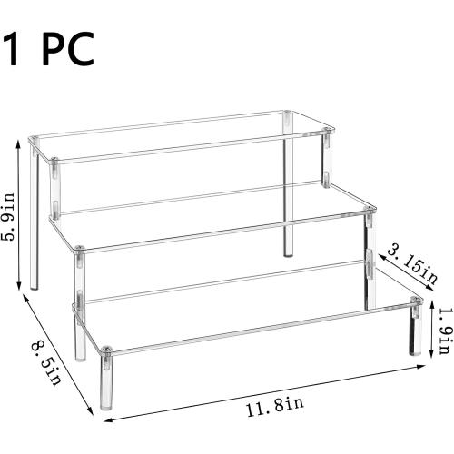 WEERSHUN 3 Tier Acrylic Display Stand Risers, Clear Tabletop Display Shelf for Perfume, Figures & Collectibles, Thick Acrylic Organizer for Cupcake, Cosmetics & Home Decoration