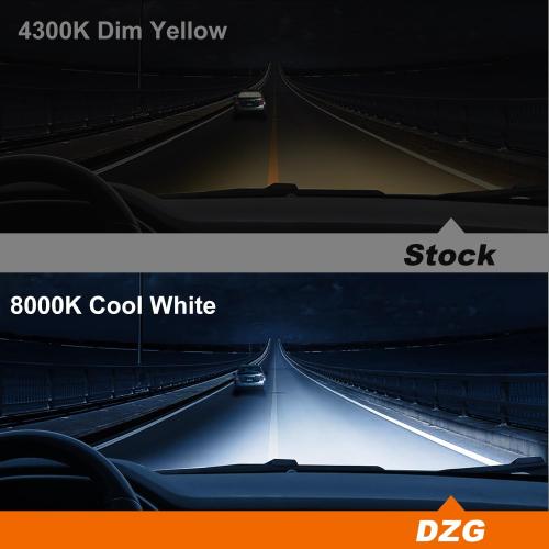 DZG D5S HID Headlight Bulbs for 2016 2017 2018 Chevy Silverado 1500 WT LS LT 2015-2018 GMC Sierra 1500 2500 3500 HD, 8000K Cool White 35W Metal Base Xenon Replacement High Low Beam Bulb, Pack of 2