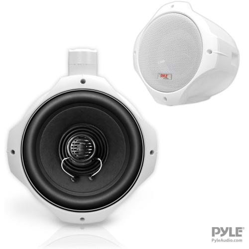 Pyle Waterproof Marine Wakeboard Tower Speakers - 8in Dual Subwoofer Speaker Set and 1” Tweeter with 300 Watt Power - 2-way Boat Audio Stereo System with Mounting Bracket - 1 Pair - Pyle PLMRW85