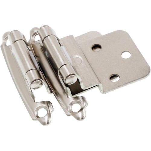 Size 3/8 Set of 5 DecoBasics 3/8 Inset Cabinet Hinges Brushed Nickel (5 Pair -10 Pcs) Offset Self Closing Cabinet Hinges for Kitchen Cabinets Satin Nickel w/Silicon Bumpers & Upgraded Screws