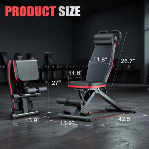 ALSO GO Adjustable Weight Bench, Workout Benches with Leg Extension & Extended Headrest, Foldable Incline Decline Bench Press, Roman Chair, Full Body Strength Training Equipment for Home Gym
