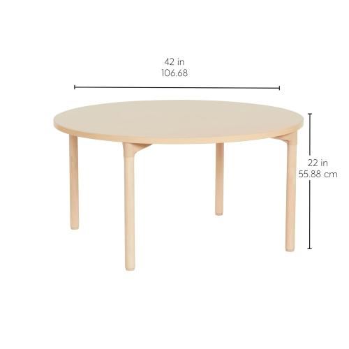 FDP 42 inch Round All-Purpose Children's Activity Table with 22 inch Wood Legs for Grade-schoolers Easy Clean Maple Laminate Tabletop, Great for Kid's at Home Playroom, Classroom, Library, 14299-MPMG