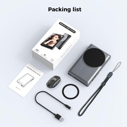 Selfie Monitor Screen for Phone with USB-C Remote Control, Magnetic Wireless Back Camera Mirroring 4K 30fps Recording, Speaker, 3 Brightness, for Vlog Live Stream(Not for iPhone17 Series&Google Pixel)