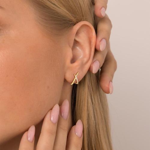 Gold/Silver Earrings for Women Trendy,14K Real Gold Plated Stud Earrings Dainty CZ Hypoallergenic Small Hoop Earrings for Women Gifts