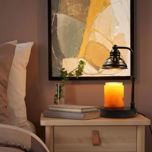 LIDORE Candle Lamp, Candle Warmer Lamp with Timer (Black, USB Charger)