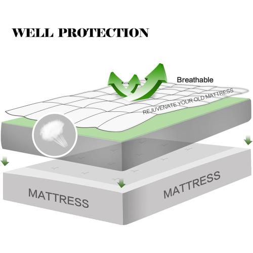 EASELAND Queen Mattress Pad Cotton Pillow Top Mattress Topper Dark Grey