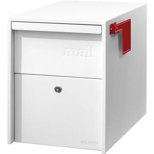 SNOW WHITE Adoorn Lockable Post Mount Mailbox | Large Size - Anti-Theft Locking Mailbox, 15.5 H x 12 W x 18.5 D, Weatherproof Mailboxes for Outside The House