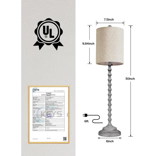 Rustic Farmhouse Buffet Lamps Set of 2, 30 Tall Table Lamps with Metal Base & Linen Shade – UL Certified, Perfect for Adding a Warm, Cozy Glow to Living Rooms, Dining Rooms & Entryways