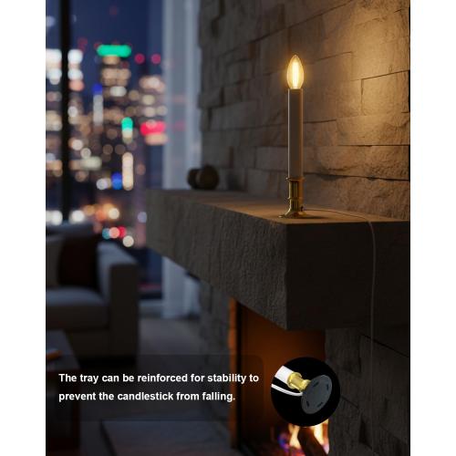SUNSGNE Christmas Electric Window Candle Lights with Auto Sensor, Dusk to Dawn Candle Lamps with Gold Plated Base, 9'' Plug in Candle Lights with 0.6W LED E12 Bulbs for Window Table Decor, 4 Pack