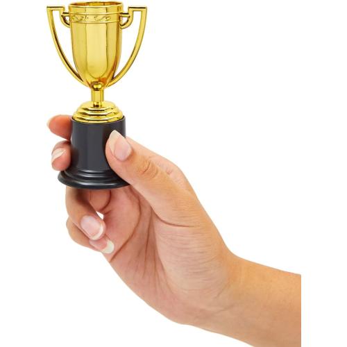 Juvale Mini Trophies Bulk - 4 in, Gold-Plated Plastic, 24-Pack - Trophies for Kids & Adults - Sports, School & Party Awards