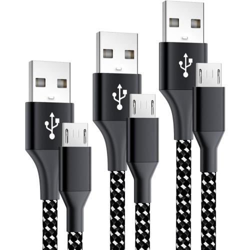 PS4 Controller Charger Cable 3-Pack 6FT for Xbox One Controller Dualshock 4,PS4 Charging Cord,Nylon Braided Micro USB Data Sync Cable for PlayStation 4 PS Slim Pro,Charge and Play Wire 6 ft