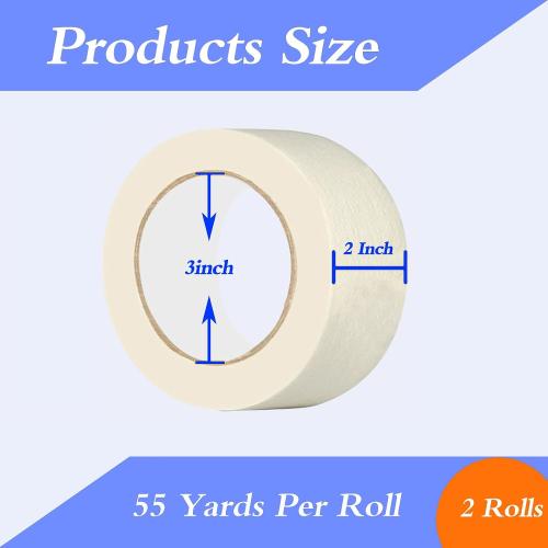Lazybug studio Masking Tape 2 Inch Wide, 2 Inches x 55 Yards x 2 Rolls, 110 Yards in Total