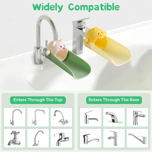 2 Pack Faucet Extender for Toddlers, Kids Sink Extender for Bathroom, Kitchen, EASICUTI Food Grade Silicone Faucet Extension, Baby Hand Washing Water Spout Extender Fits Standard, Gooseneck Faucet