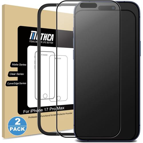 Mothca 2 Pack Matte Glass Full Coverage Screen Protector for iPhone 17 Pro Max 6.9-inch, Anti-Glare Anti-Fingerprint Black Edge Tempered Glass with Easy Installation Tool, Smooth as Silk
