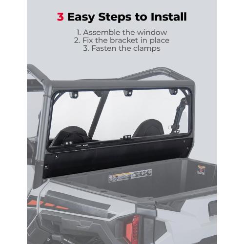 KEMIMOTO Rear Windshield Hard Window Compatible with Polaris General 1000 / General 4 1000 / General XP 1000 / General XP 4 1000 Clear UTV Window Accessories