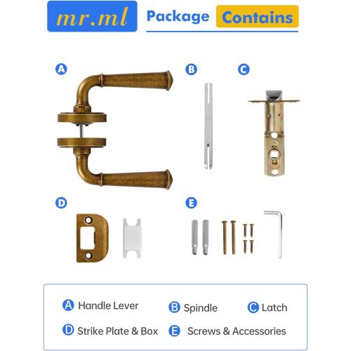 Door Handle Antique Brass Retro Privacy Vintage Door Lever, 1 Pack | Interior Bedroom Bathroom Room DoorHandle, Aluminium Alloy Handle Lever