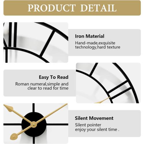 Large Wall Clock for Living Room,Decorative Round Modern Wall Clock,Roman Rustic Office Wall Clocks Battery Operated for Bedroom/Kitchen/Entryway/Office/Farmhouse 32Inch