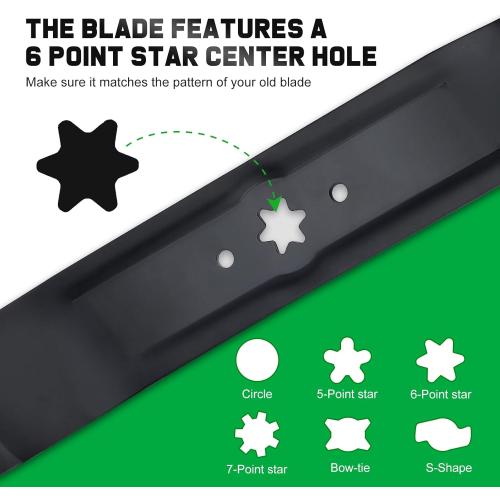 2Pack Black 42 Inch Mulching Blades for Cub Cadet MTD Troy Bilt Bronco 42 Deck Replace 942-0616A 742-0616A 742-0616 942-0616 742-04126 6 Point Star (2 Pack)