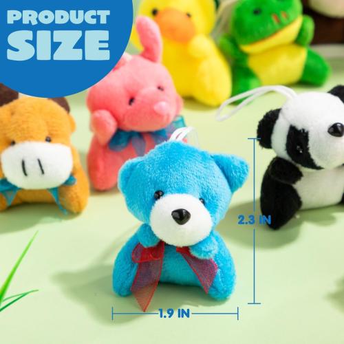 JOYIN 36 Pack Mini Animal Plush Toy Assortment (36 Units 3 Each),Bulk Stuffed Animals Party Favors for Kids, Small Animals Plush Keychain Decoration, Carnival Prizes, Easter Treasure Box Toys