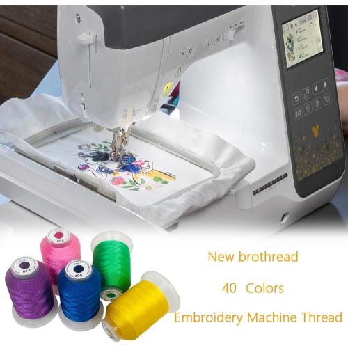 New brothreads 40 Colors 100% Polyester Machine Embroidery Thread 550yd with Thread Nets - Compatible for Home-Based Embroidery Sewing Machine