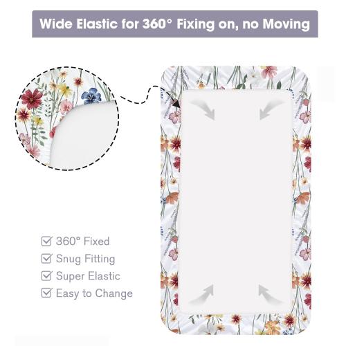 Bimocosy Crib Sheets for Girls, Fitted Crib Sheet 4 Pack for Standard Crib and Toddler Mattresses, Super Soft Breathable Microfiber Baby Sheet 28x52x8in, Butterfly/Floral/Pink/Purple