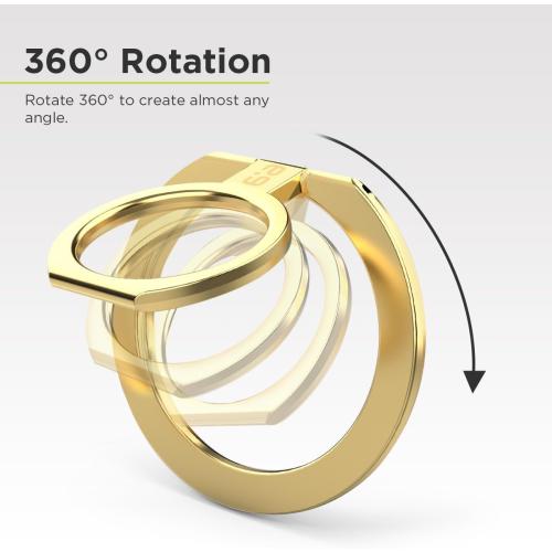 PureGear Magnetic Phone Grip Ring Stand, Magnetic Phone Ring Holder for MagSafe iPhone Air, 17, 17Pro, 17ProMax, 16, 16Pro, 16Plus, 16ProMax, 15, 15Plus, 14, 13, 12, Adjustable Kickstand (Gold)