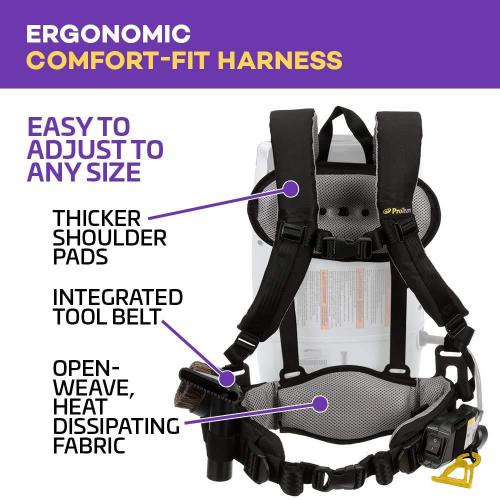 ProTeam Backpack Vacuums, ProVac FS 6 Commercial Backpack Vacuum with HEPA Media Filtration and Restaurant Tool Kit, 6 Quart, Corded