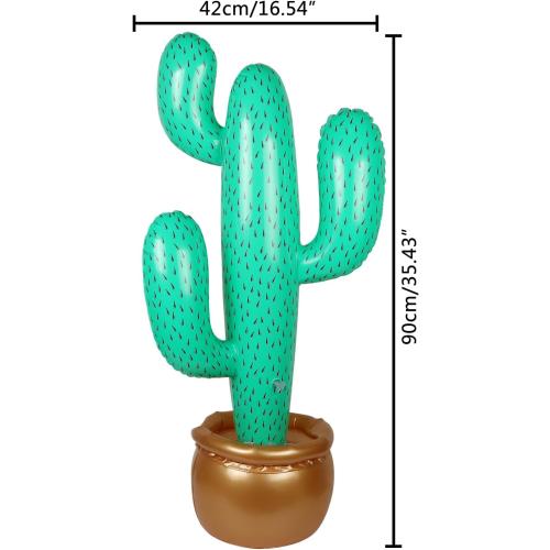 Inflatable Cactus Decoration (34 Inch) for Cinco de Mayo Party, Western Cowboy Theme, Mexican Fiesta, Pool Party Prop for Desert & Tropical Decorations